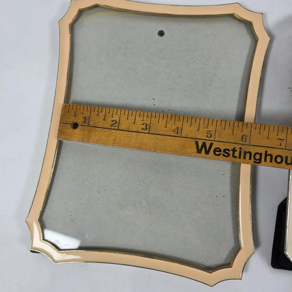Vintage Fetco Picture Frames 2 Mid Century Metal Cream Peach Desk Frames Retro